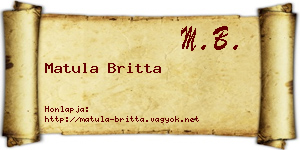 Matula Britta névjegykártya